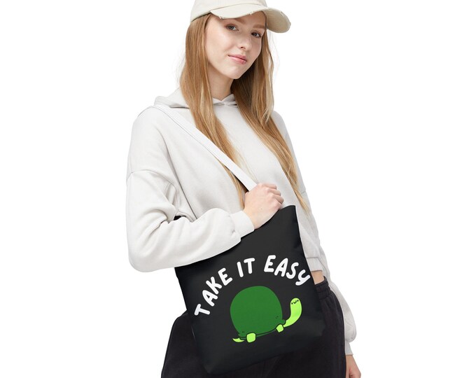 PAPAPlayful Tote Bag - Take It Easy Design, Beach Bag, Errands Tote, Picnic Tote, Relax Attitude Gift, Birthday Gift, Holiday Tote