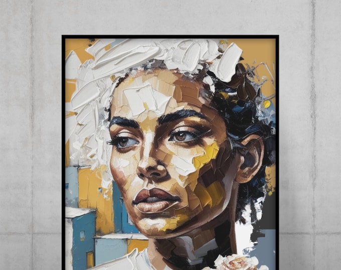 Elegant Framed Canvas Art featuring Multi-Color Portrait, Modern Wall Decor, Abstract Art Piece, Gift for Home Decor, Gallery Wall Art