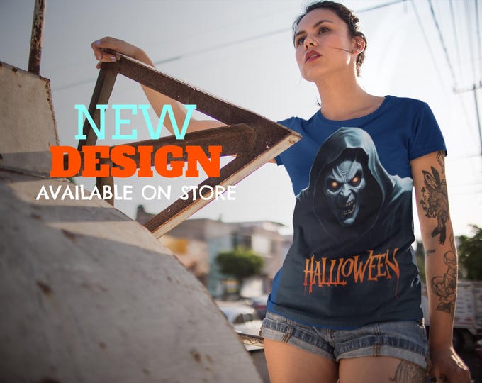 Halloween Graphic Tee, Unisex AOP T-Shirt, Spooky Shirt, Horror Fan Apparel, Perfect for Halloween Parties