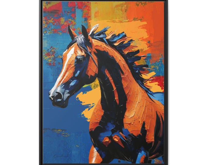 Vibrant Horse Art Print, Colorful Framed Wall Decor, Horse Lover Gift, Equestrian Home Decor, Inspirational Animal Art