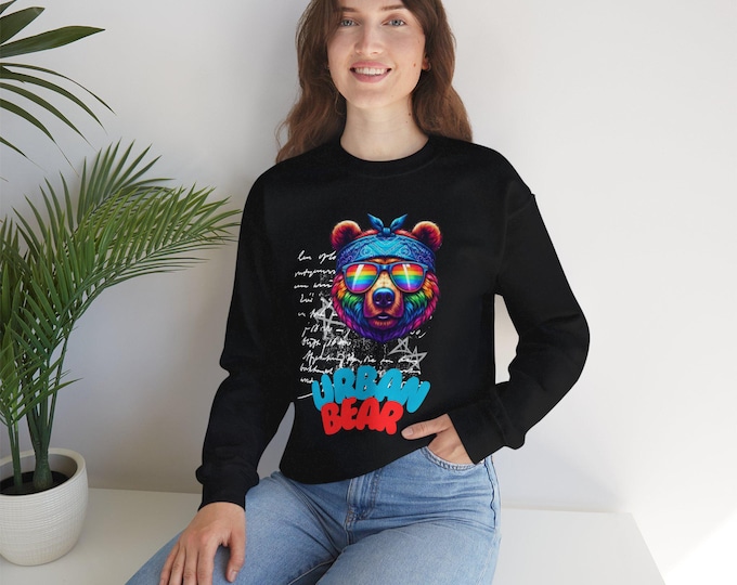 PAPAUrban Bear Graphic Sweatshirt, Cozy Streetwear, Gift for Him/Her, Fun Casual Outfit, Perfect for Fall/Winter