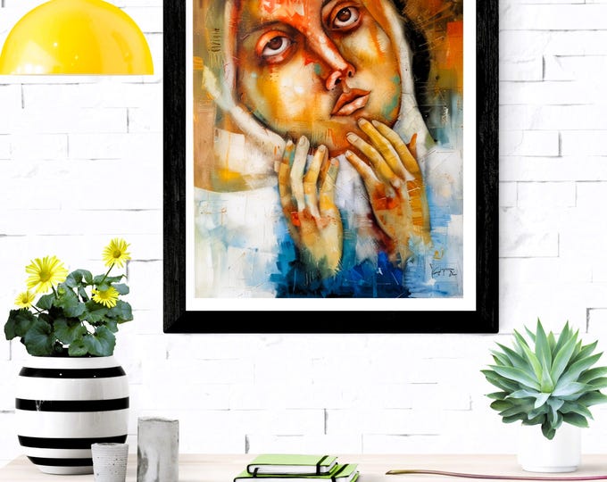 PAPAArtistic Canvas Print: Contemplative Portrait, Wall Art, Home Decor, Unique Gift, Gallery Wall, Art Lover's Decor