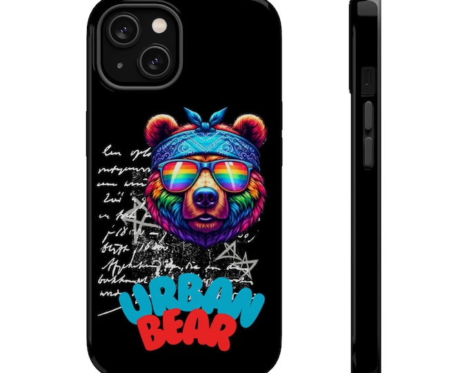 Urban Bear Magnetic Phone Case - Colorful Bear Design, Protective Case, Fun Gift for Animal Lovers, Unique Phone Accessory, Trendy Tech Gear