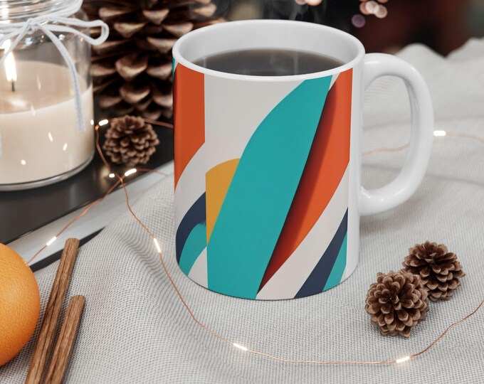 PAPAVibrant Abstract Ceramic Mug - Perfect for Coffee Lovers, Art Enthusiasts, Gifts, Home Decor, Customizable Drinkware