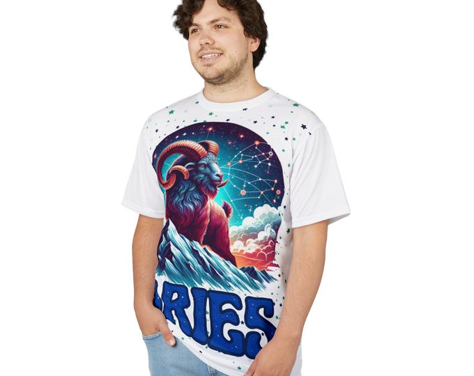 PAPAAstrological Aries Unisex Cut & Sew Tee, Zodiac Apparel, Astrology Gift, Graphic T-Shirt, Birthday Wear, Unique Art Tee