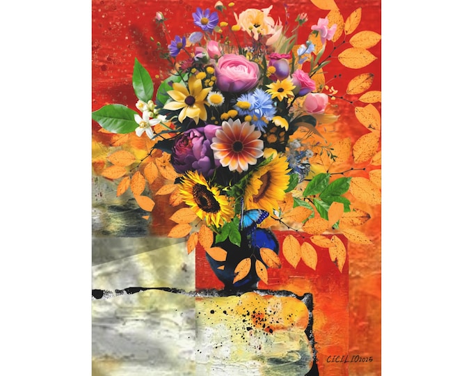 Vibrant Floral Canvas Art, Colorful Flower Wall Decor, Perfect for Home Decor, Gifts for Art Lovers, Spring Celebration, Living Room Accent