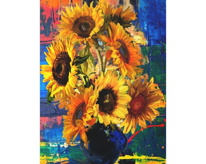 PAPASunflower Canvas Art, Vibrant Floral Home Decor, Bright Wall Hanging for Joyful Spaces, Ideal for Housewarming, Birthdays, Art Lovers