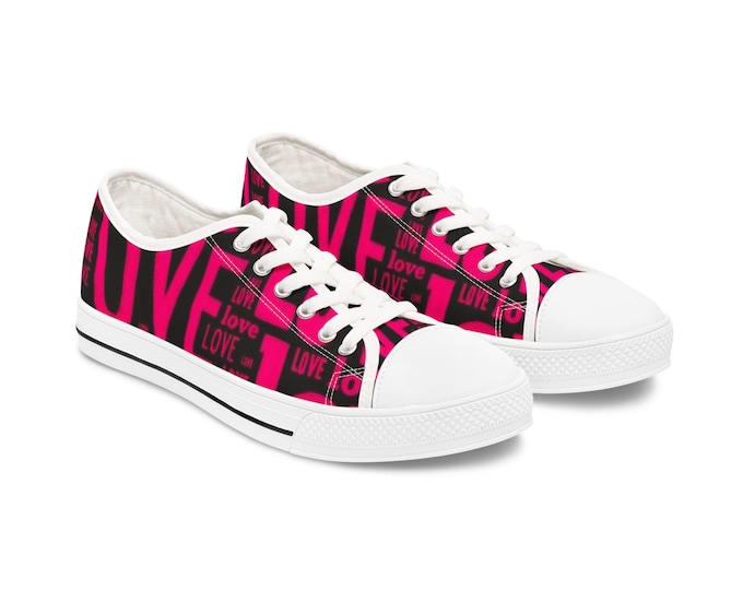 PAPALove Graphic Sneakers for Women, Trendy Casual Shoes, Perfect for Everyday Wear, Valentine's Gift, Heart Print Fashion
