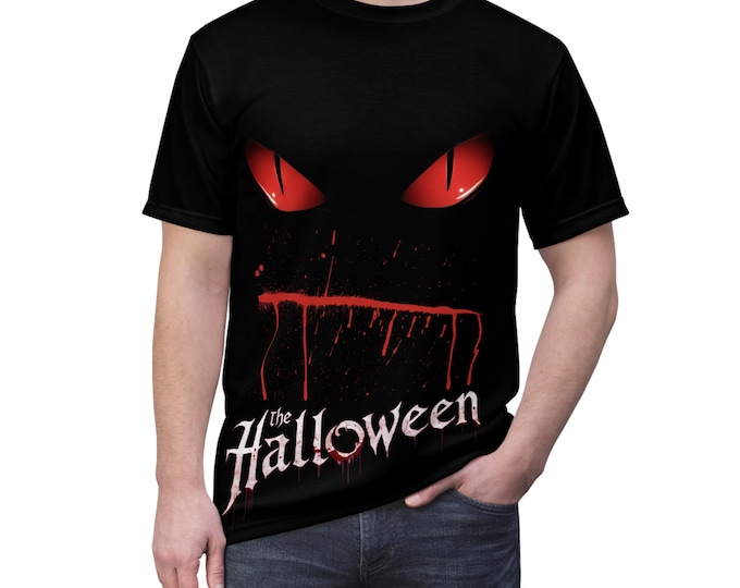 Halloween Graphic Tee, Spooky Unisex Cut & Sew Shirt, Perfect for Halloween Parties, Horror Lovers, Costume Alternative