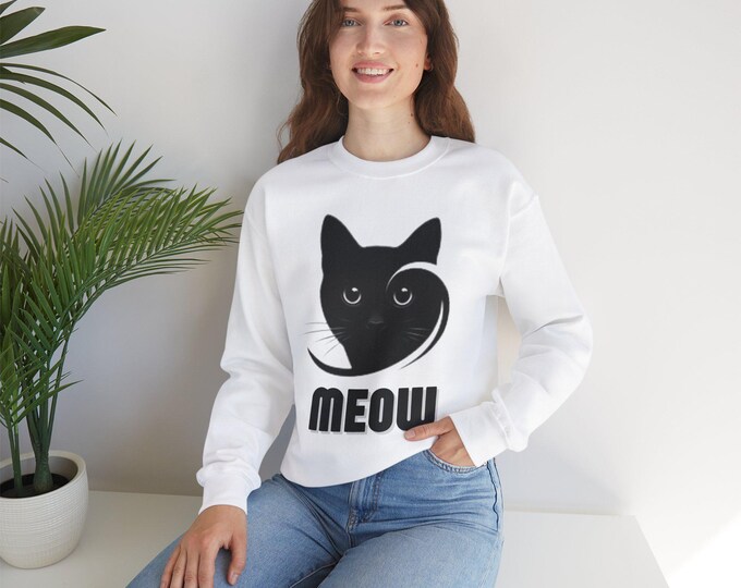PAPAMeow Cat Crewneck Sweatshirt, Cozy Cat Lover Gift, Unisex Sweater, Cat Mom Apparel, Cute Casual Wear, Animal Lover's Sweatshirt