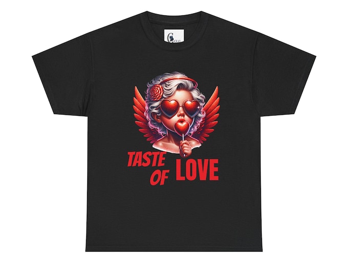 Taste of Love Unisex Heavy Cotton Tee - Romantic Shirt, Valentine's Day Gift, Cute Couples Apparel, Love-themed Graphic Tee, Trendy Casual