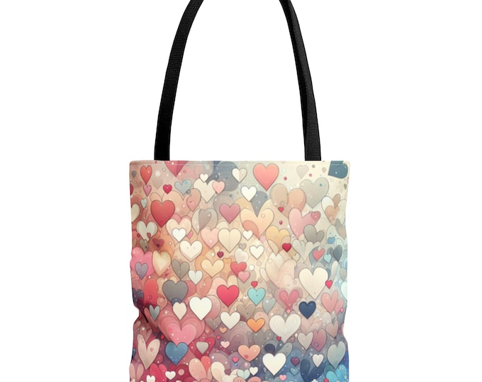 PAPACharming Hearts Tote Bag, Ideal for Valentine's Day Gift, Everyday Use, Shopping Bag, Reusable Gift Bag, Trendy Tote