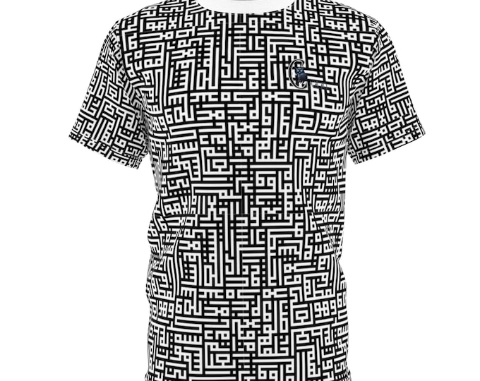 Maze Pattern Unisex Cut & Sew Tee, Unique Graphic T-shirt, Comfortable Wear, Gift for Puzzle Lovers, Casual Attire, Birthday