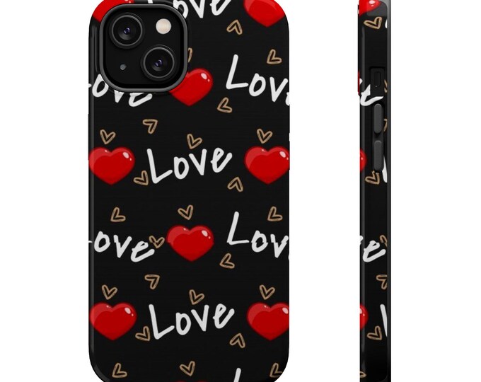 PAPALove Heart Magnetic Phone Case, Cute Phone Cover for Couples, Valentine's Gift, Customizable Tech Accessory, Romantic Design