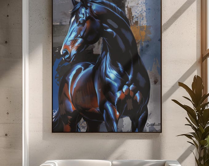 PAPAElegant Horse Art Print, Perfect for Home Decor, Equestrian Gift, Framed Artwork, Modern Wall Art, Gift for Horse Lovers