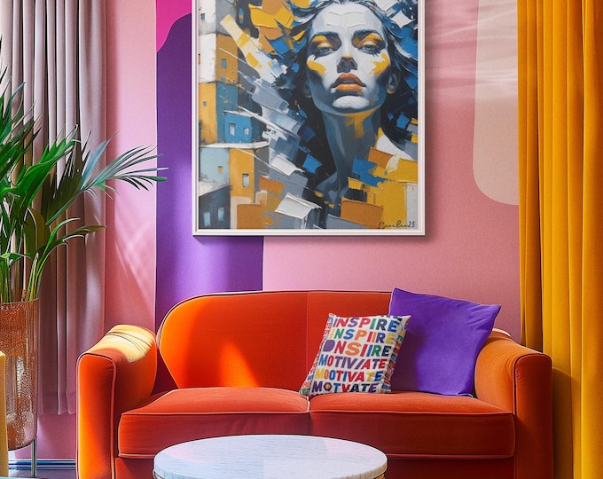 Bold Woman Canvas Art Print, Framed Wall Decor, Modern Home Aesthetic, Gift for Art Lovers, Unique Birthday Present, Inspirational Wall Art
