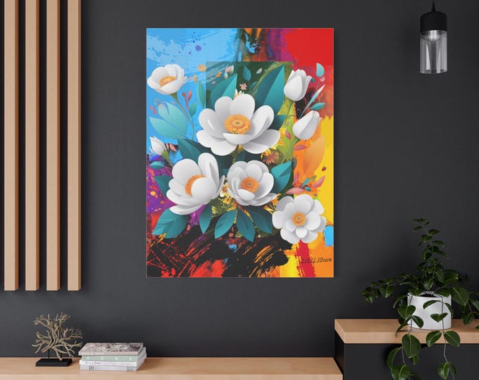 PAPAVibrant Sunflower Canvas Art Print, Bright Floral Decor, Home Wall Art, Gift for Art Lovers, Colorful Flower Artwork