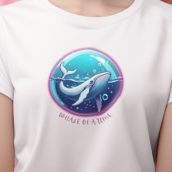 Whale of a Time Shirt Whale T-Shirt Neon Whale T Shirt Whale Lovers Tee Whale Bubble Shirt