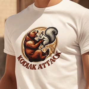 Kodiak Bear Shirt Kodiak T Shirt Kodiak Attack T Shirt Squirrel T-Shirt Art Nouveau Bear Tee