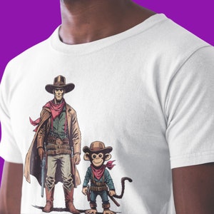 Cowboy Tee Monkey Shirt Gunslinger T-Shirt Western Shirt Outlaw T Shirt Old West Shirt Retro T-Shirt Vintage T Shirt