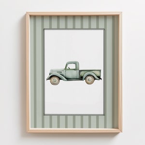 Sage Green Vintage Truck Transportation Nursery Wall Art, Pickup Truck Travel Vintage Boy Room Printable Art Vintage Truck Digital Download
