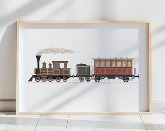 Locomotive Train Art Print | Transportation Nursery Decor (Digital Download)