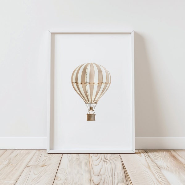 Hot Air Balloon Nursery Print | Vintage Nursery Decor | Printable Travel Wall Art | Gender Neutral Nursery Decor | Kids Room Decor