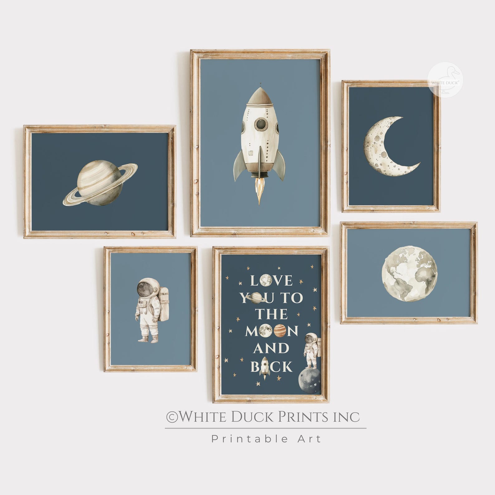 Outer Space Nursery Wall Art Set of 6 Kids Room Space Prints Rocket ...