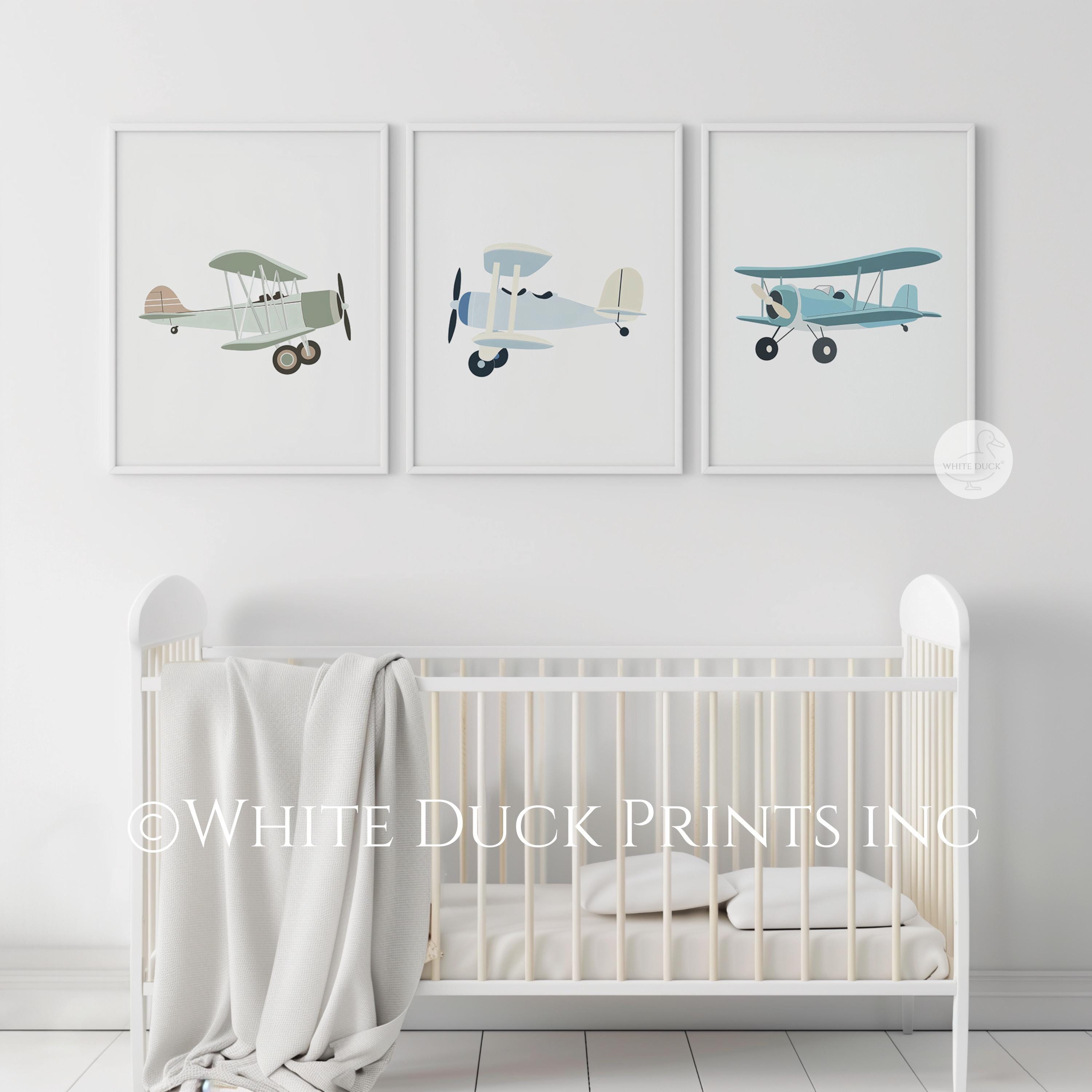 Vintage Airplane Nursery Art Set of 3 Watercolor Plane Prints Aviation ...