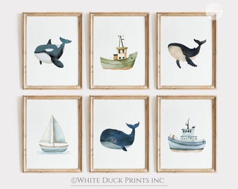 Wal Poster Druck Walfisch Dekor Segelboot Meer Tier Dekor Schlepper Bild Strandhaus Wanddeko S7