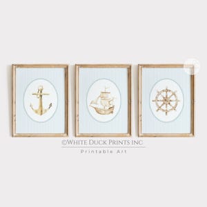 Coastal Wall Art Nautical Nursery Prints Blue Nursery Decor Beach House Decor Anchor Sailboat Printable Art Kids Room Nautical Decor S4