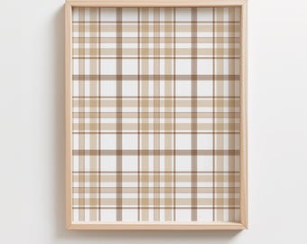 Plaid Nursery Wall Art | Beige Brown Warm Plaid Printable | Plaid Nursery Decor | Kids Printable Wall Art | Digital Download