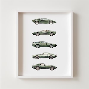 Classic Car Print Boy Room Wall Decor Car Nursery Theme Watercolor Vintage Vehicles Retro Sports Car Art Car Nursery Theme Kids Room Decor