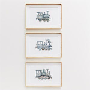 Train Prints Set | Vintage Steam Locomotive, Boys Room Decor (Digital Download)