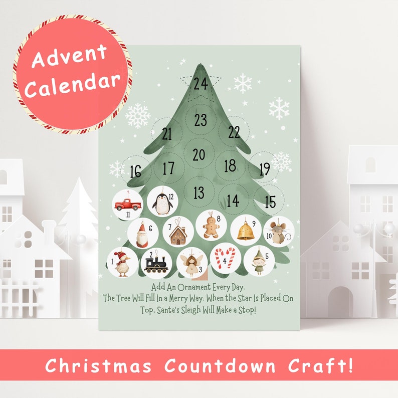 Printable Advent Calendar Christmas Tree Christmas Countdown Calendar ...