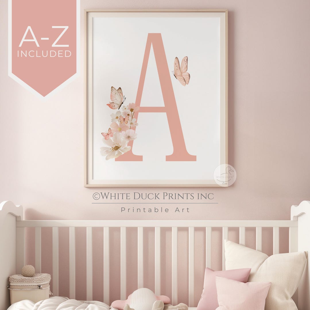 Wildflower Initial Nursery Wall Art Personalized Nursery Decor Custom ...