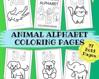 Animal Alphabet Coloring Book | Letter Tracing (PDF Download)