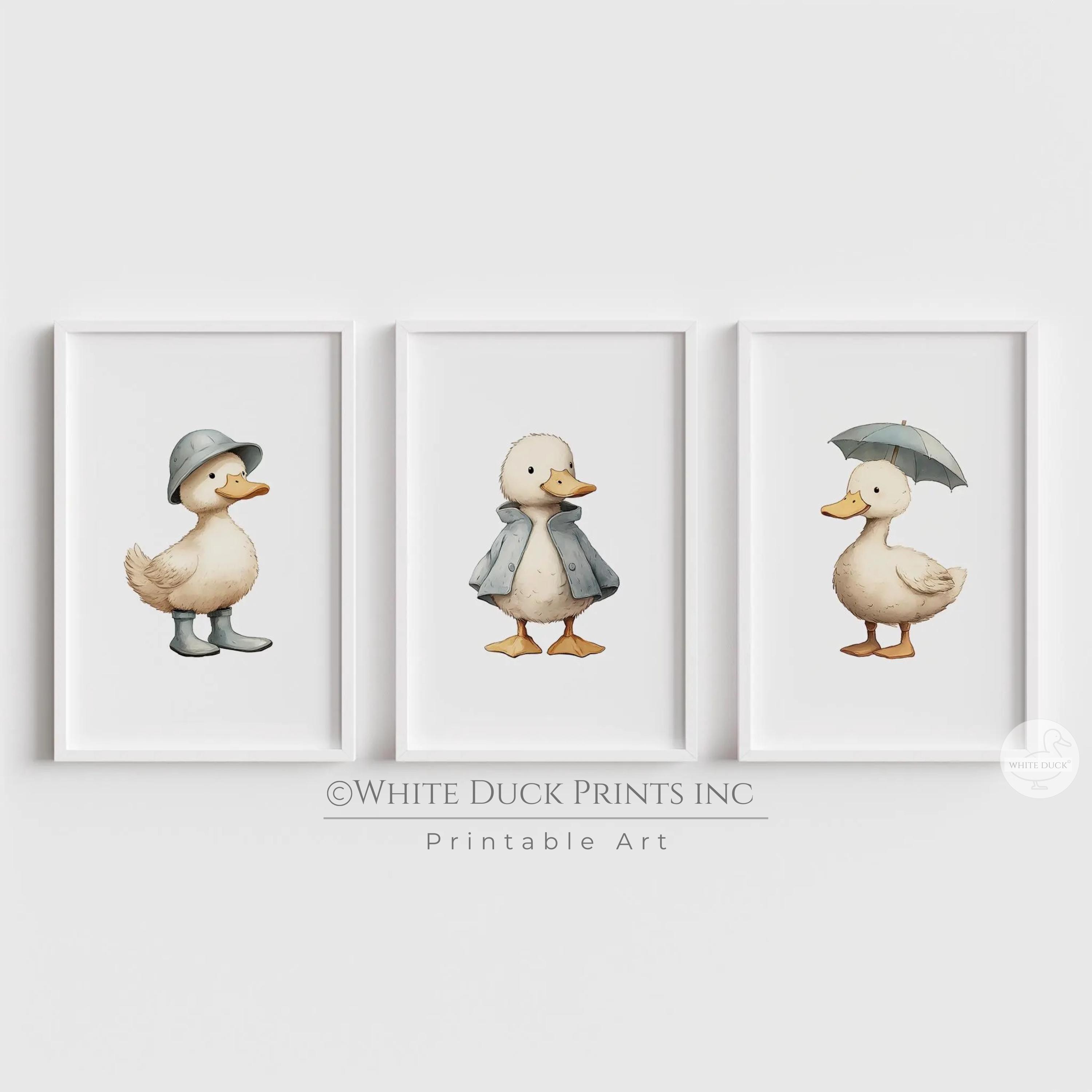 Set of 3 Duck Nursery Wall Art | Light Blue Nursery Decor | Boy Room ...