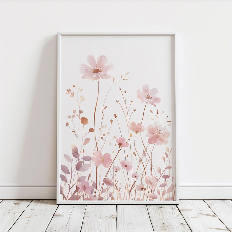 Dusty Rose Wildflower Printable Wall Art Pink Floral Boho Nusery Prints ...