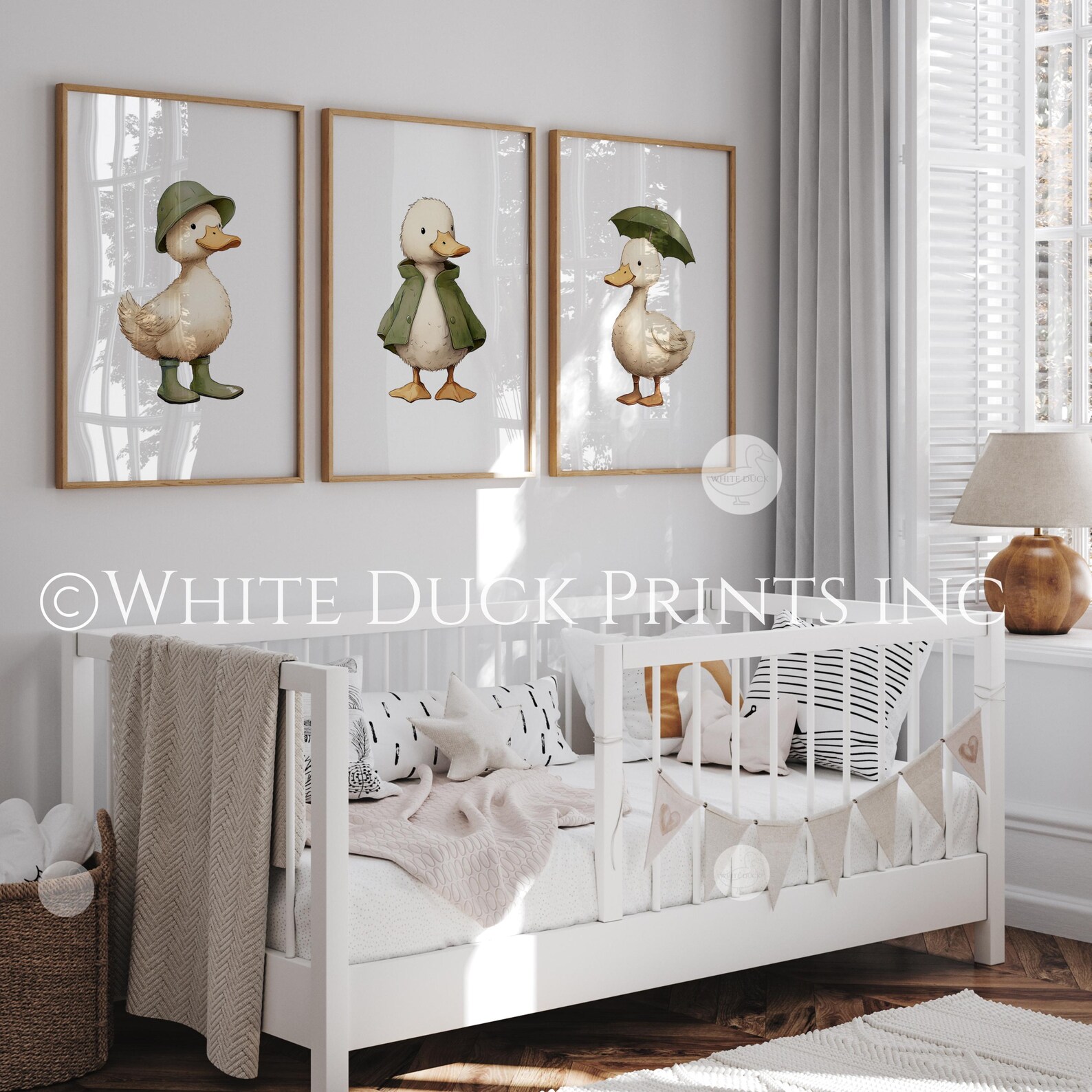 Set of 3 Duck Nursery Wall Art | Army Green Nursery Decor | Boy Room ...