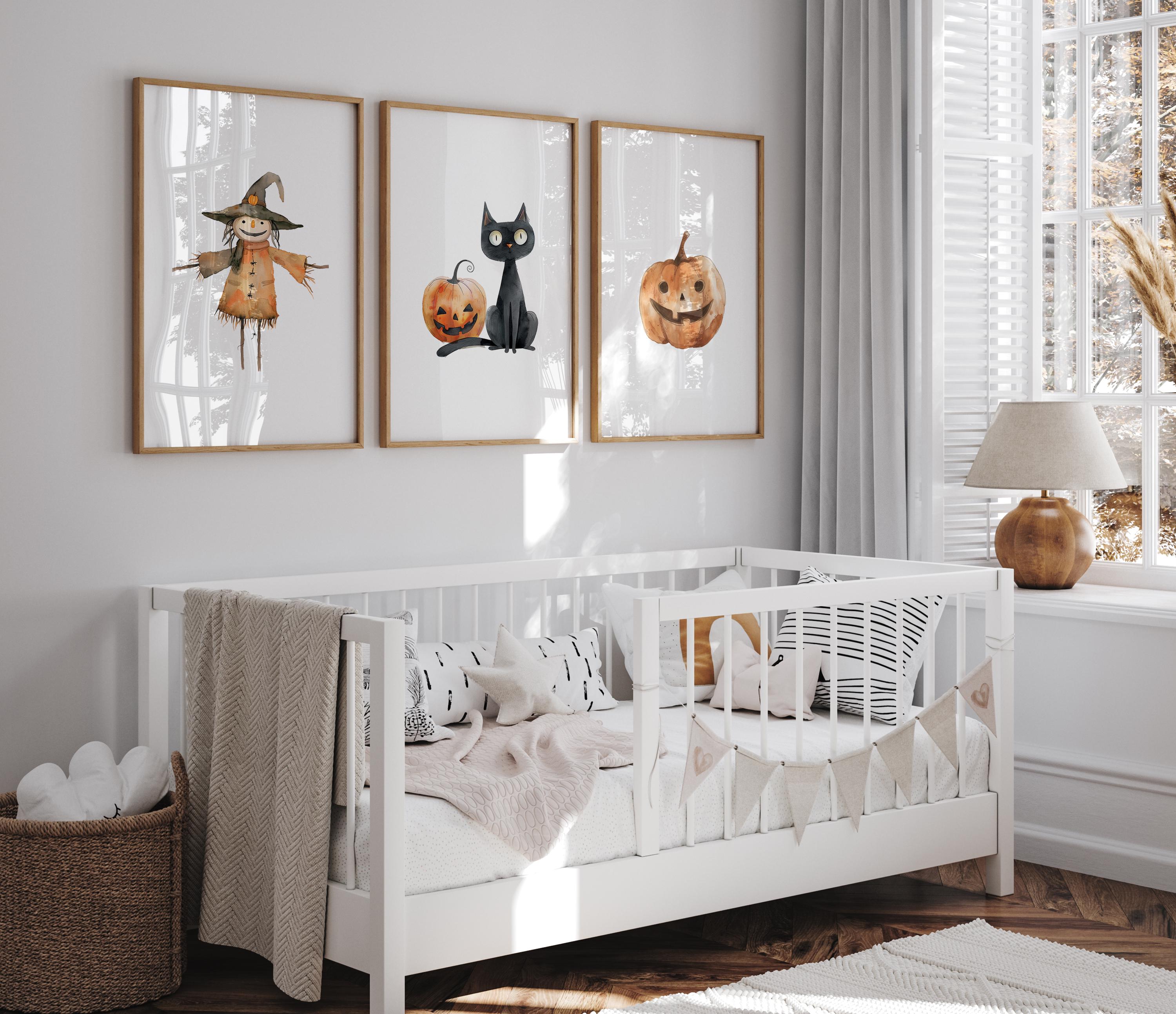 Halloween Set of 3 Printable Wall Art Kids Room Halloween Decor