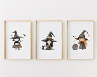 Cute Halloween Witches Print Set | Kids Room Decor (Digital Download)