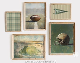 Football Prints Vintage Boys Room Football Paintings, Sage Green Boy Nursery Wall Art Sports Printable Art Football Boy Room Decor Sports G2