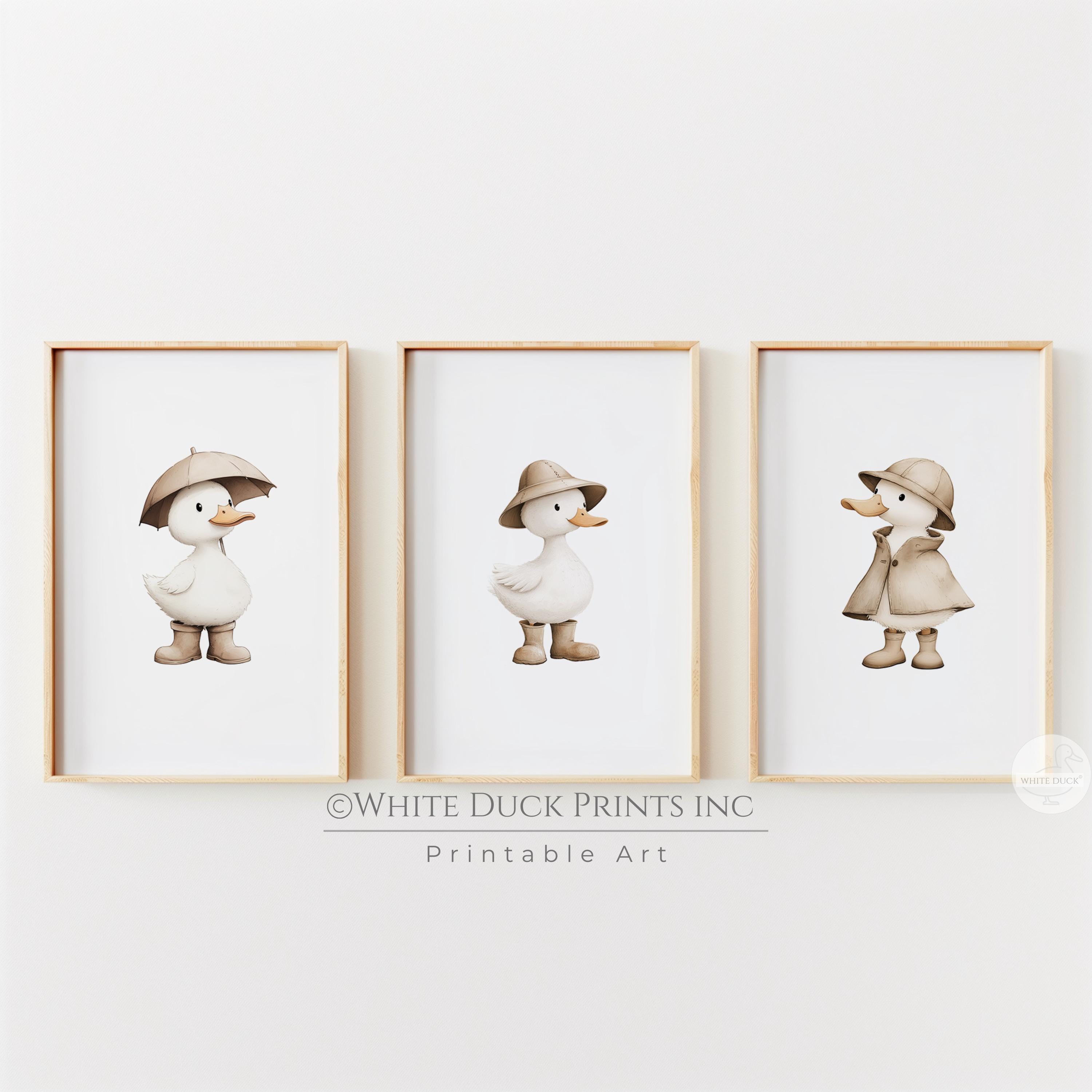 Set of 3 Duck Nursery Wall Art | Beige Nursery Decor Neutral Baby Room ...