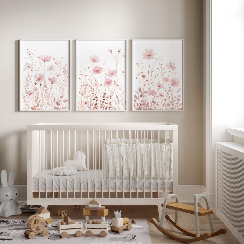 Dusty Rose Wildflower Printable Wall Art Pink Floral Boho Nusery Prints ...