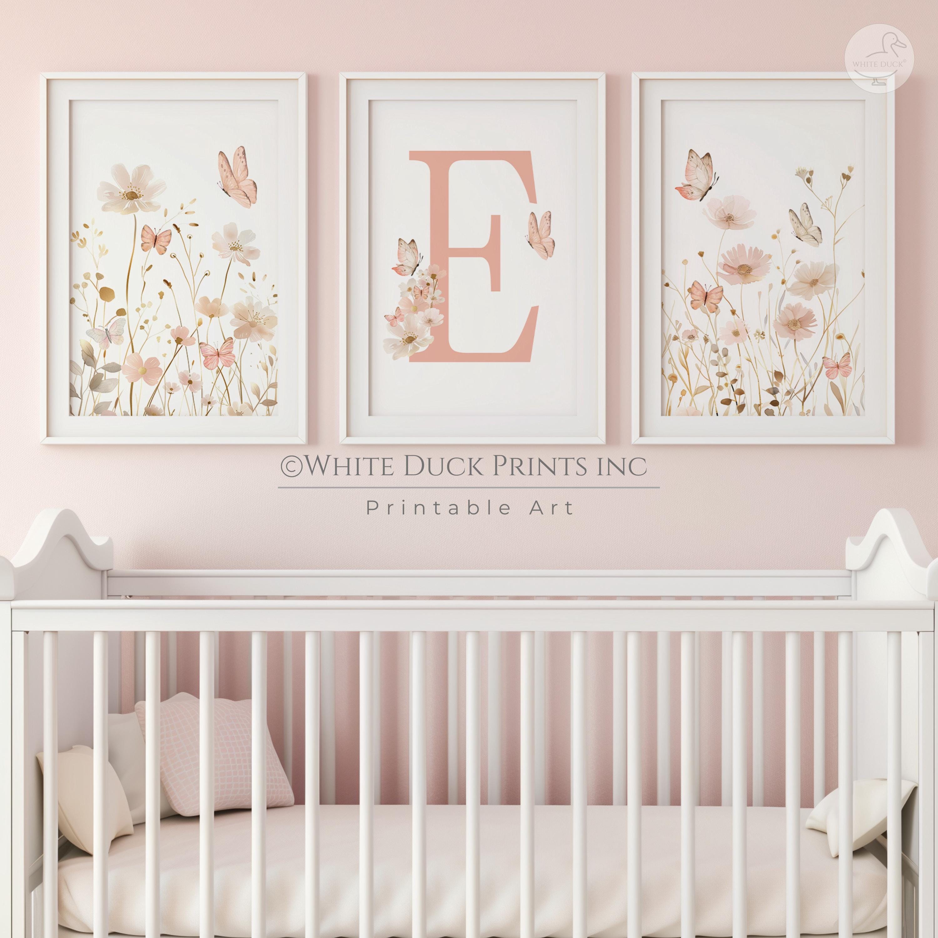 Wildflower Initial Wall Art Butterfly Nursery Prints Personalized ...