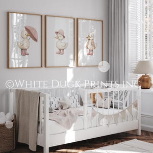 Set of 3 Duck Nursery Wall Art | Pink Nursery Decor Baby Girl Room Duck ...