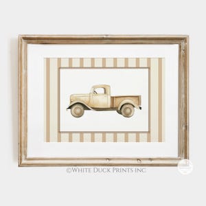 Beige Vintage Truck Transportation Nursery Wall Art Tan Truck Travel Vintage Boy Room Printable Art Vintage Truck Digital Download Landscape