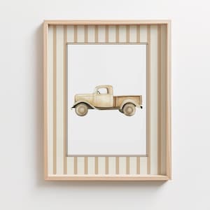 Beige Vintage Truck Transportation Nursery Wall Art, Tan Truck Travel Vintage Boy Room Printable Art Vintage Truck Digital Download Portrait