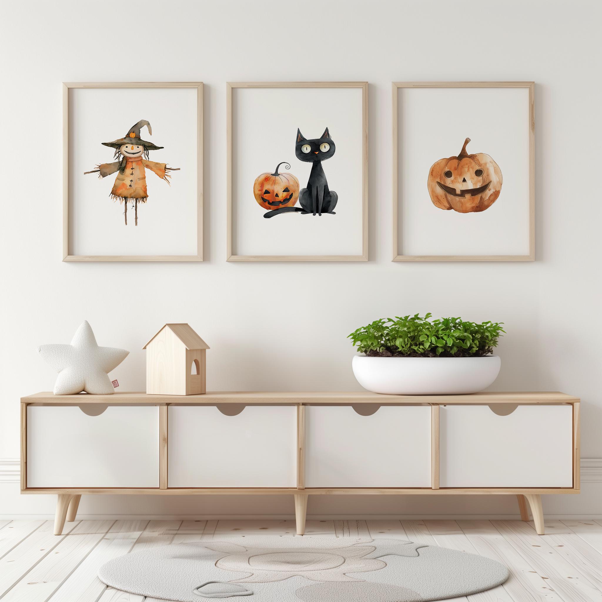 Halloween Set of 3 Printable Wall Art Kids Room Halloween Decor ...